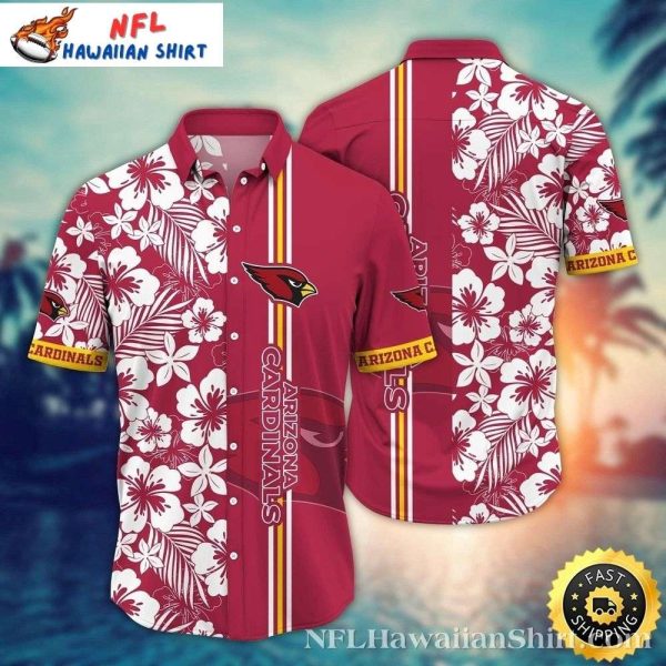 Cardinals White Lagoon – Arizona Cardinals Monochrome Floral Hawaiian Shirt