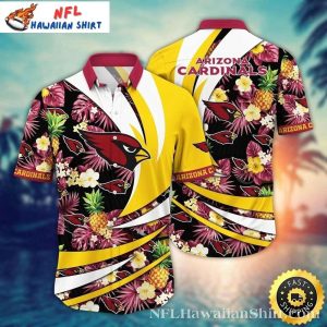 Sunshine Swirl Yellow – Arizona Cardinals Exotic Floral Hawaiian Shirt