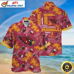 Tropical Pigskin Paradise – Arizona Cardinals Football And Palms Hawaiian Shirt