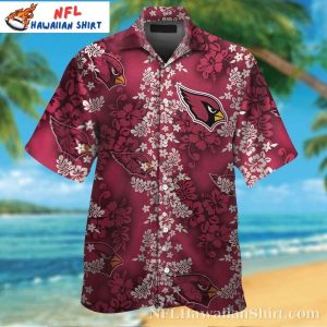 Tropical Tackle Arizona Cardinals Hawaiian Shirt – Burgundy Floral Defense