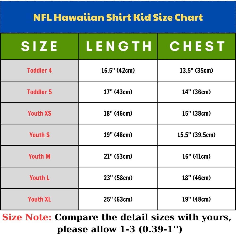 hawaiian shirt kid size chart