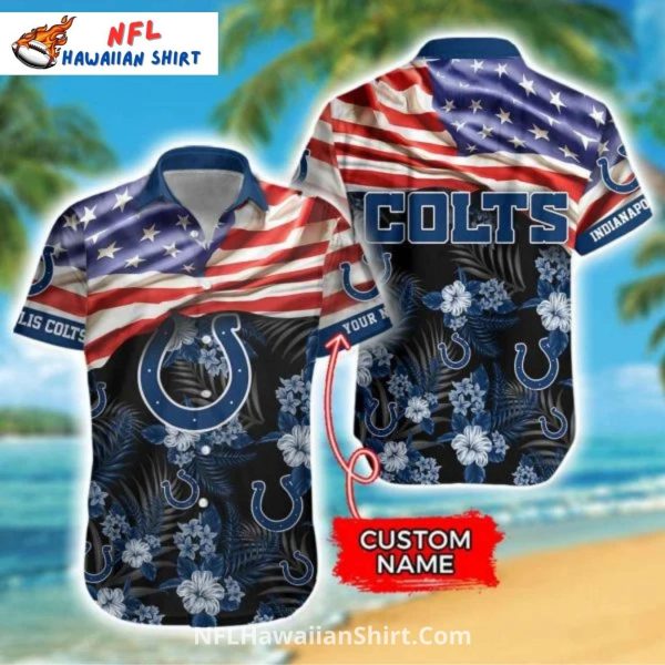 American Flag Floral Indianapolis Colts Custom Name Shirt