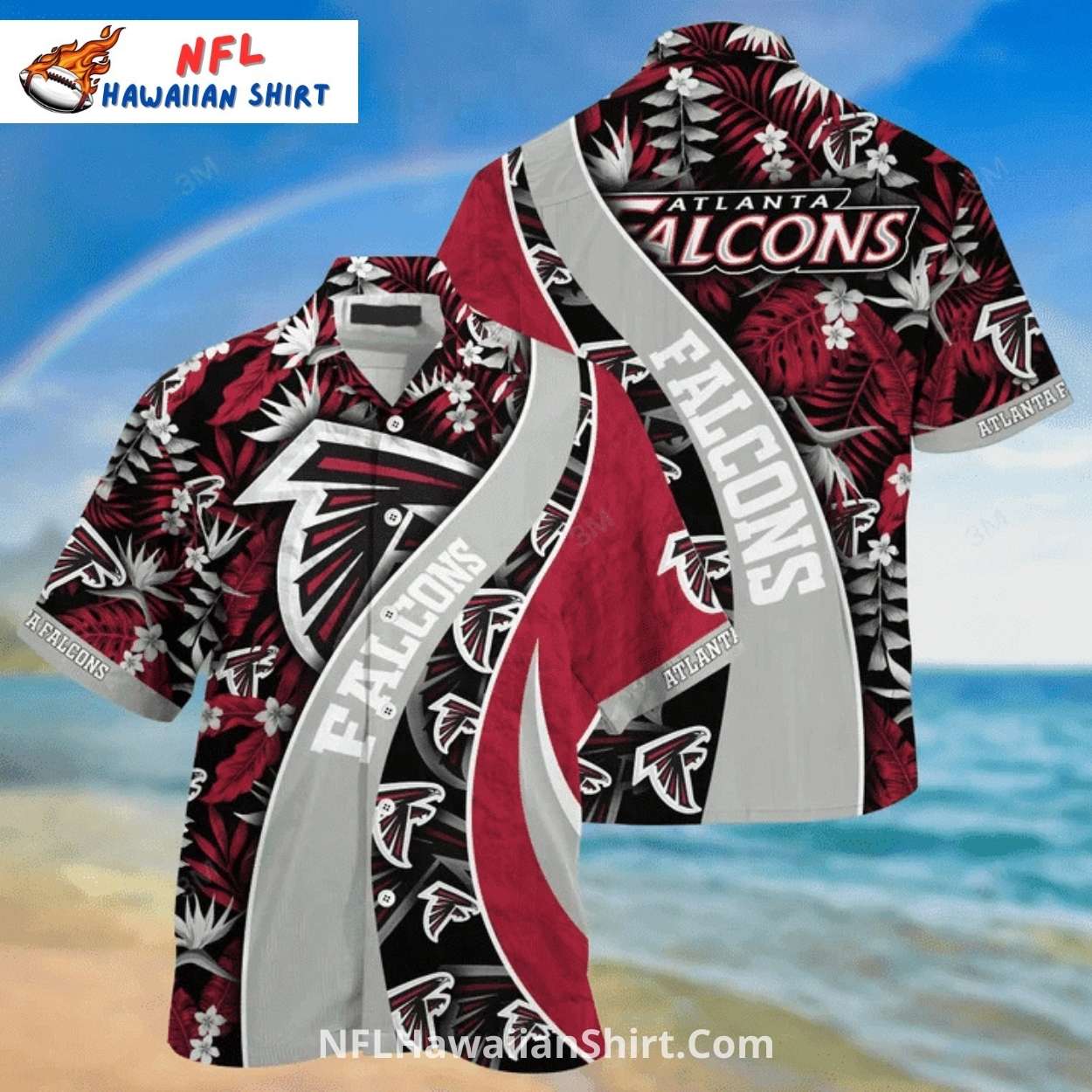 Atlanta Falcons Hawaiian Shirt With Wavy Stripe Design Atlanta Falcons Hawaiian Shirt With Wavy Stripe Design