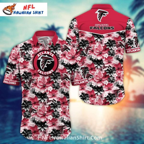 Atlanta Falcons Hibiscus Flower Pattern Logo Button-Up Shirt