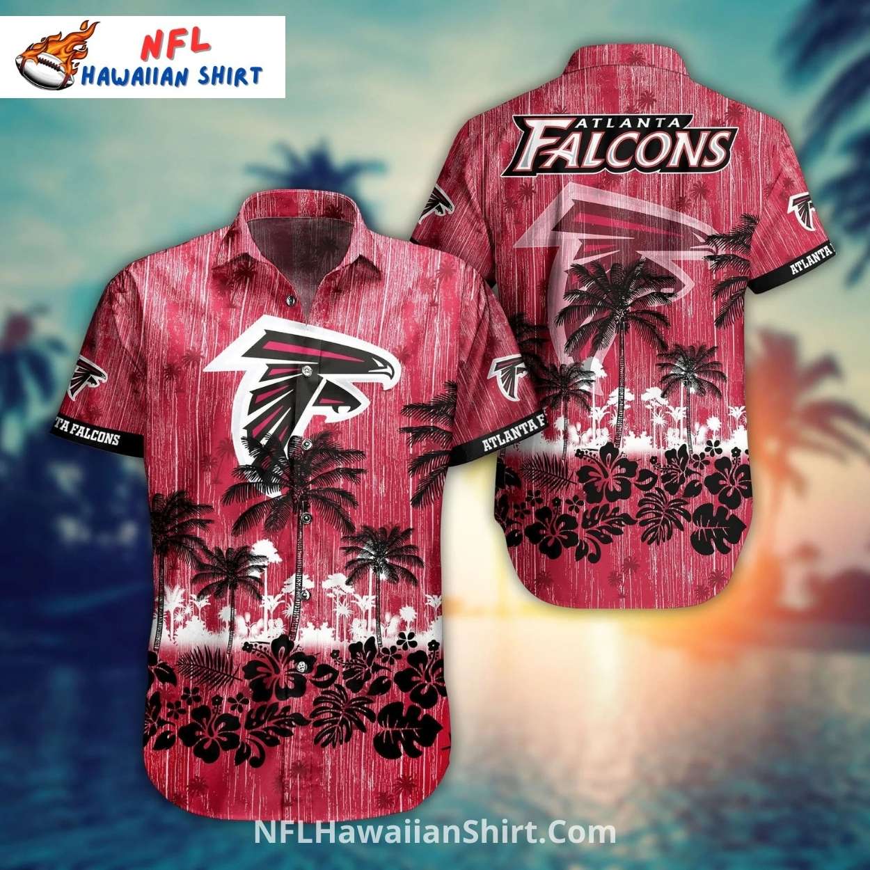 Atlanta Falcons Palm Tree Beach Sunset Hawaiian Shirt Atlanta Falcons Palm Tree Beach Sunset Hawaiian Shirt