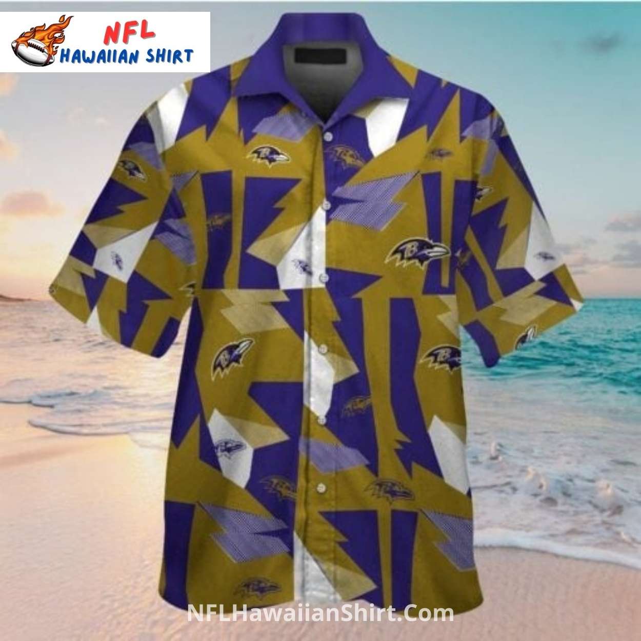 Baltimore Ravens Geometric Pattern Aloha Shirt Baltimore Ravens Geometric Pattern Aloha Shirt