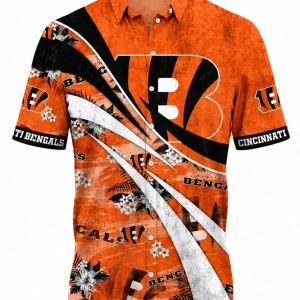 Bengals Aloha Shirt with Logo and Modern Stripes 1