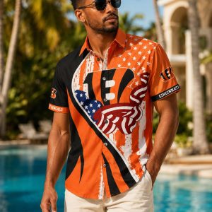 Cincinnati Bengals American Flag Stripes Hawaiian Shirt – Patriotic Fan Design