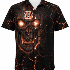 Bengals Fiery Skull Custom Name Hawaiian Shirt 1