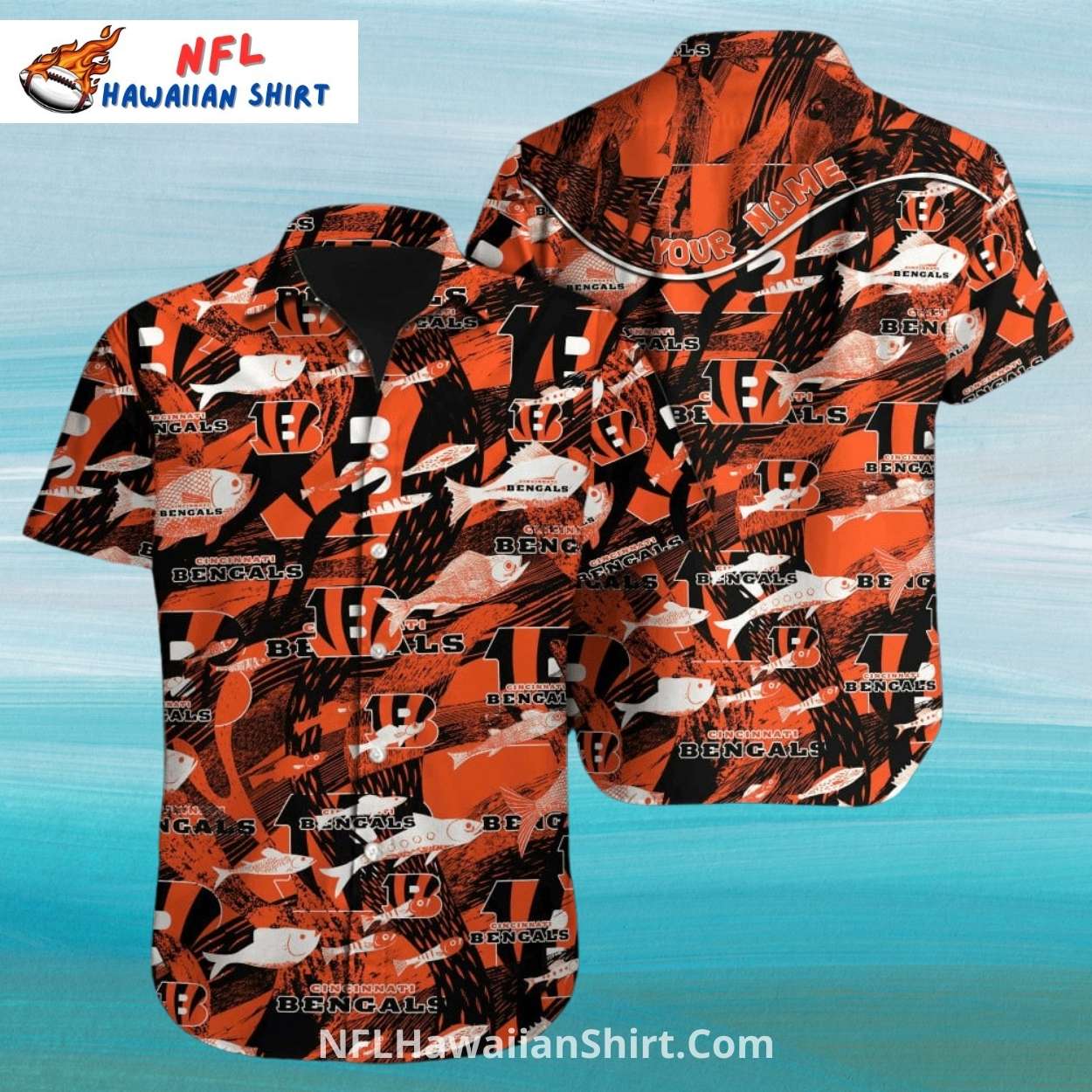 Bengals Hawaiian Shirt Custom Name With Fishing Theme Bengals Hawaiian Shirt Custom Name With Fishing Theme