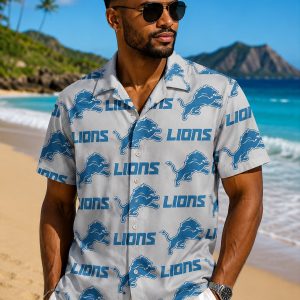 Best Detroit Lions Grandpa Ever Personalized Hawaiian Shirt