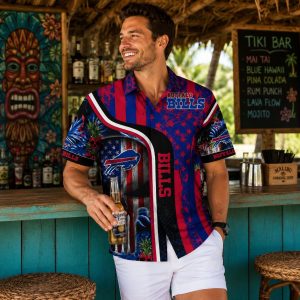 Bills Aloha Shirt – Tropical American Flag and Skull Design