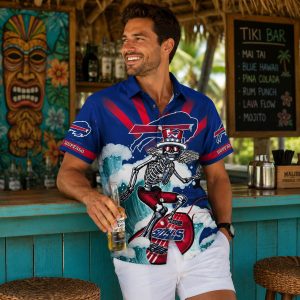 Bills Aloha Shirt – Grateful Dead Skeleton with Surfboard Design