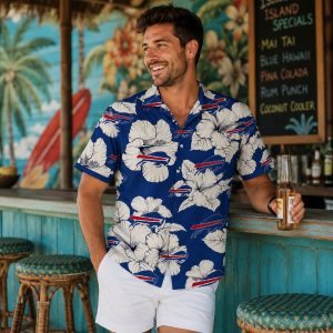 Bills Aloha Shirt – Tropical Hibiscus and Team Logos Design