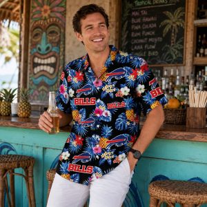 Bills Aloha Shirt – Floral Pineapple Theme with Team Logo