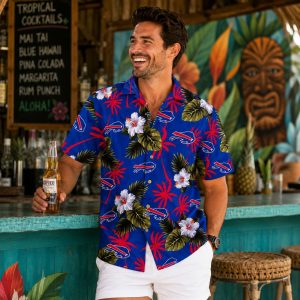 Bills Hawaiian Shirt – Blue Floral Design with Team Logo