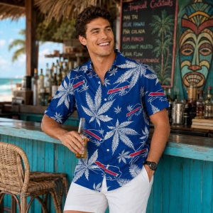 Bills Hawaiian Shirt – Cannabis Leaf Pattern with Team Logo