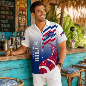 Bills Hawaiian Shirt – Bold Red and Blue Football Flame Design