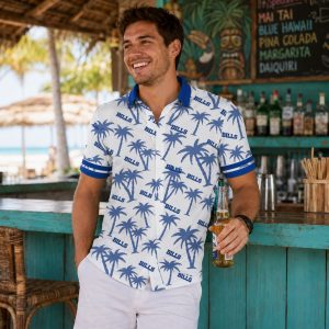Bills Hawaiian Shirt – Bold Red, White and Blue Palm Tree Design