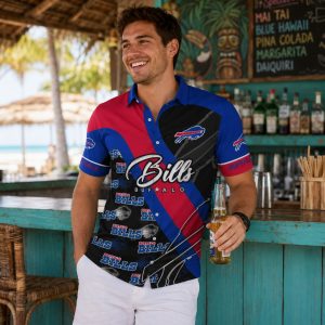 Bills Hawaiian Shirt – Bold Red, Blue and Black Team Design