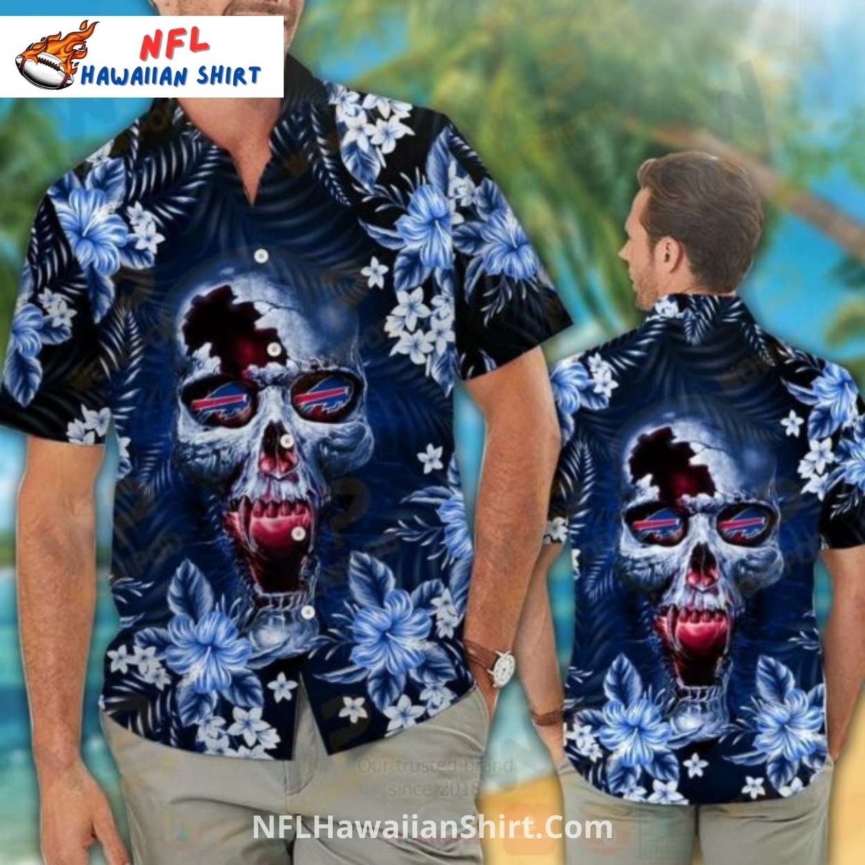 Bills Hawaiian Shirt - Skull And Floral Hawaiian Style Bills Hawaiian Shirt - Skull And Floral Hawaiian Style