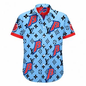 Bills Hawaiian Shirt Sky Blue Luxury Monogram Design 1