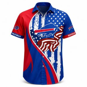 Bills Hawaiian Shirt – Red White And Blue Distressed Flag Design 1