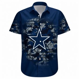 Blue Camo Cowboys Star Logo Hawaiian Shirt 1