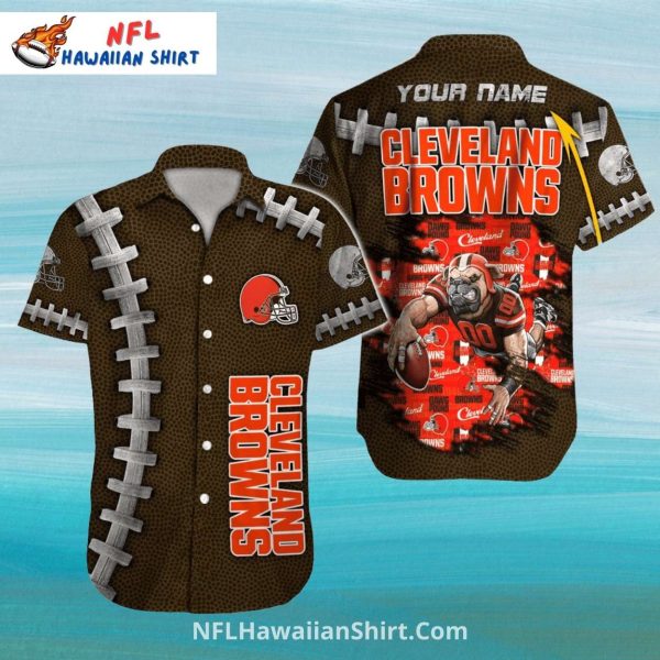 Browns Hawaiian Shirt – Football Texture With Stitched Laces