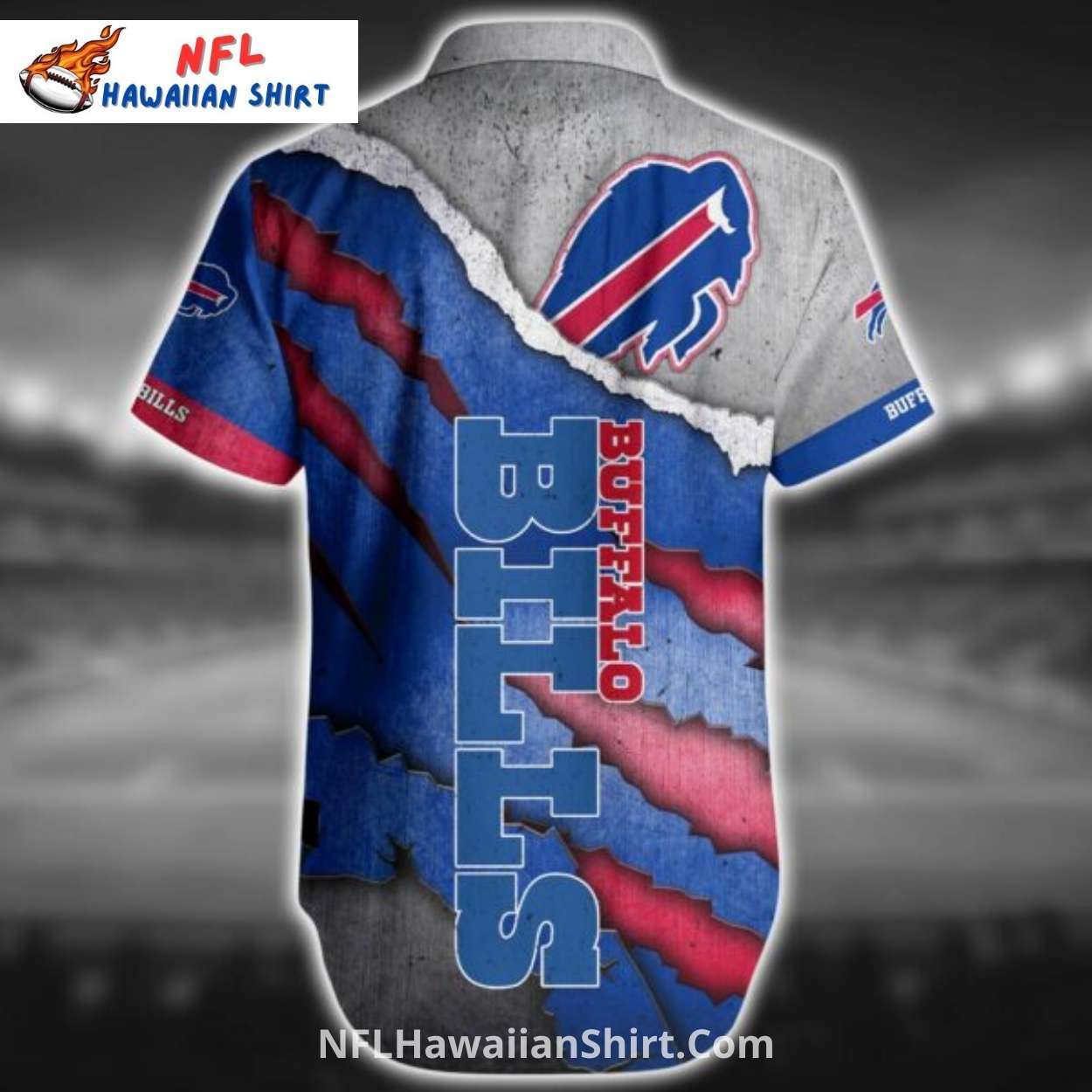 Buffalo Bills Aloha Shirt - Clawed Metal And Team Logo Print Buffalo Bills Aloha Shirt - Clawed Metal And Team Logo Print