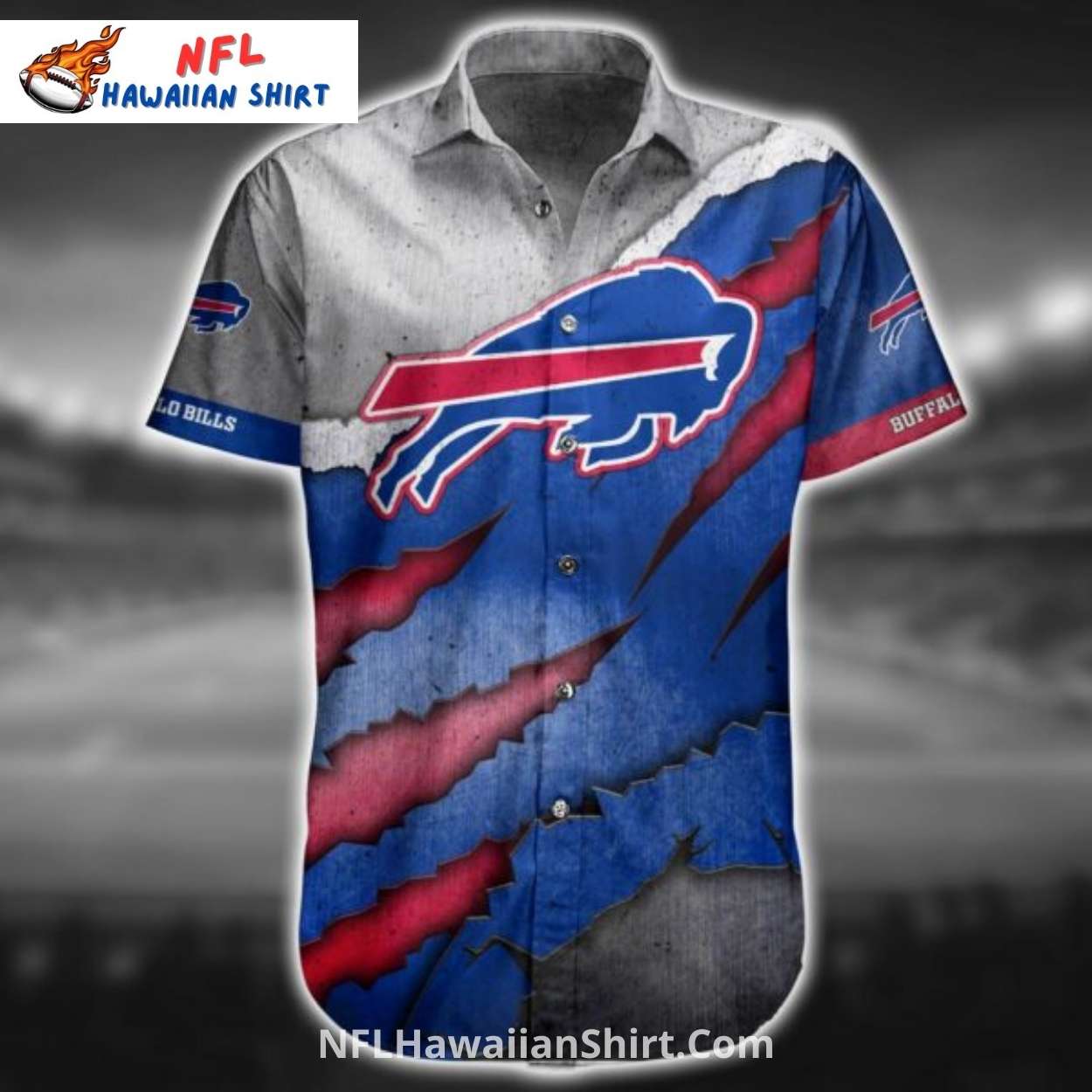 Buffalo Bills Aloha Shirt - Clawed Metal And Team Logo Print Buffalo Bills Aloha Shirt - Clawed Metal And Team Logo Print