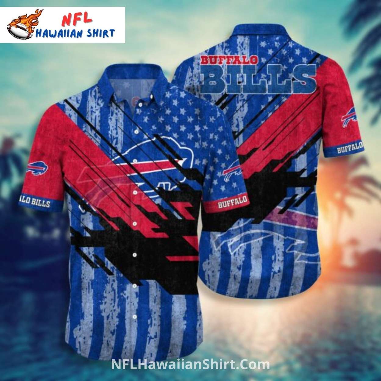 Buffalo Bills Aloha Shirt - Distressed Flag With Red Streaks Buffalo Bills Aloha Shirt - Distressed Flag With Red Streaks