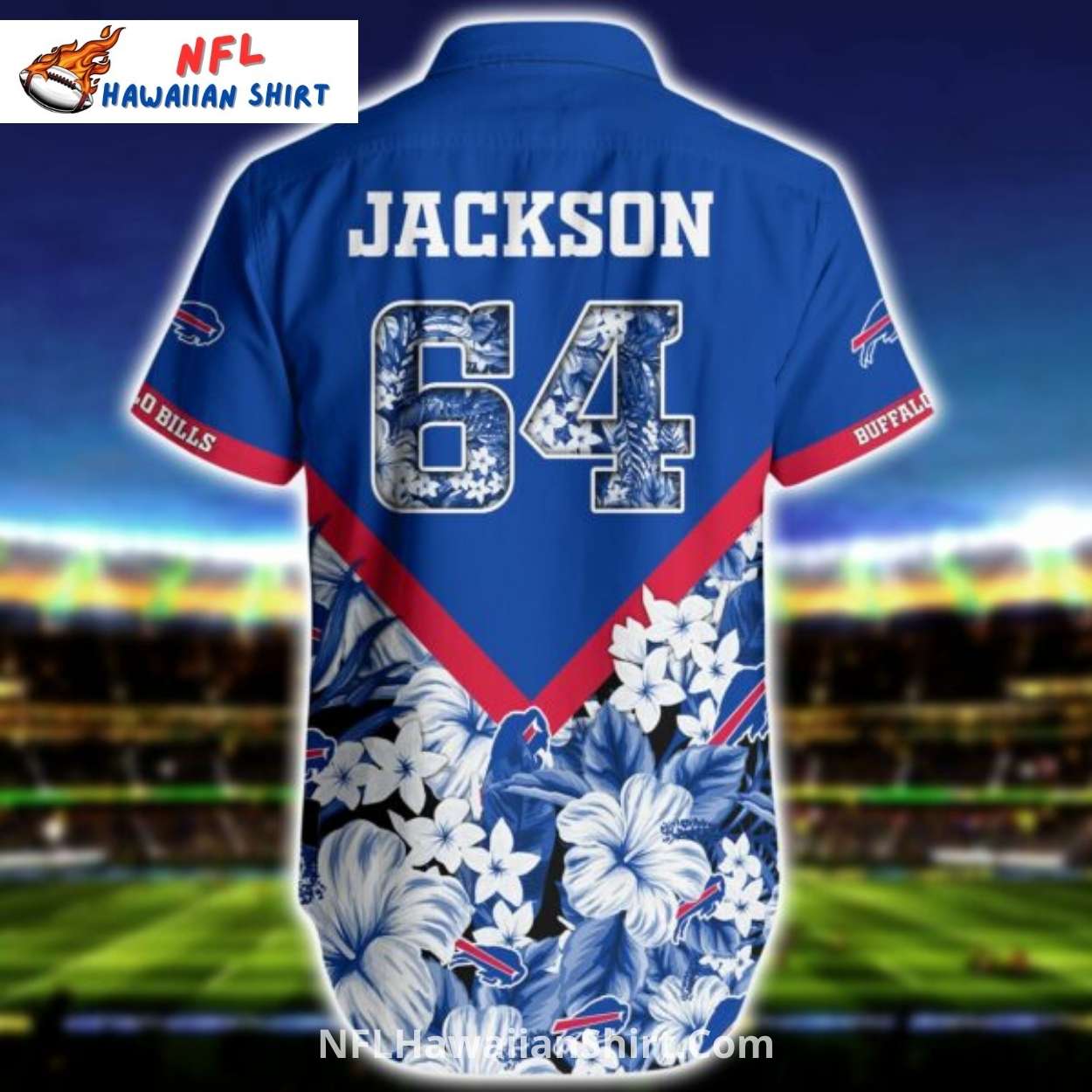 Buffalo Bills Aloha Shirt - Floral Hibiscus And Bold Chevron Buffalo Bills Aloha Shirt - Floral Hibiscus And Bold Chevron