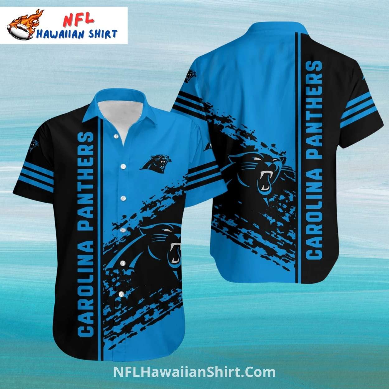 Carolina Panthers Hawaiian Shirt Black And Blue Grunge Style Carolina Panthers Hawaiian Shirt Black And Blue Grunge Style