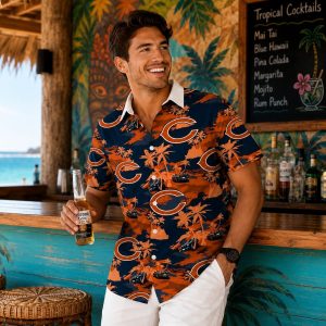 Chicago Bears Camo Palm Game Day Hawaiian Shirt