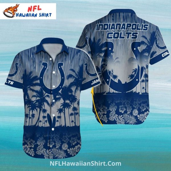 Colts Hawaiian Shirt Palm Trees Night Sky Horseshoe Logo