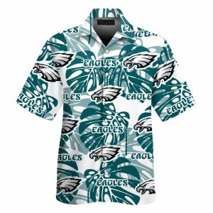 Custom Philadelphia Eagles Tropical Leaves Aloha Shirt 1