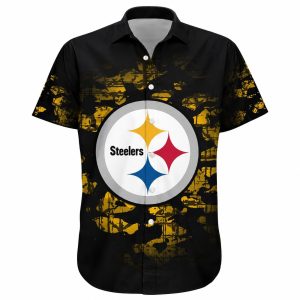 Custom Steelers Aloha Shirt Camo Black Gold 1