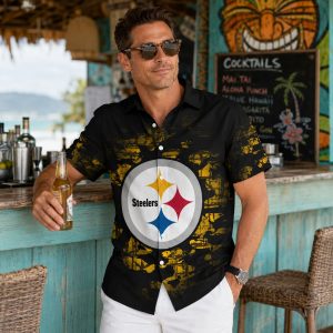Custom Pittsburgh Steelers Aloha Shirt: Camo Black and Gold with Personalized Name and Number