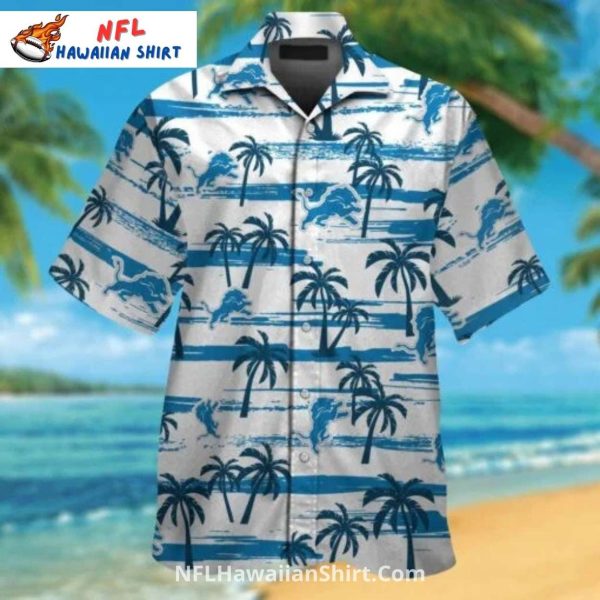 Detroit Lions Aloha Shirt Striped Palm Tree Pattern