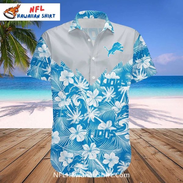 Detroit Lions Beach Style Hawaiian Shirt With Floral Print