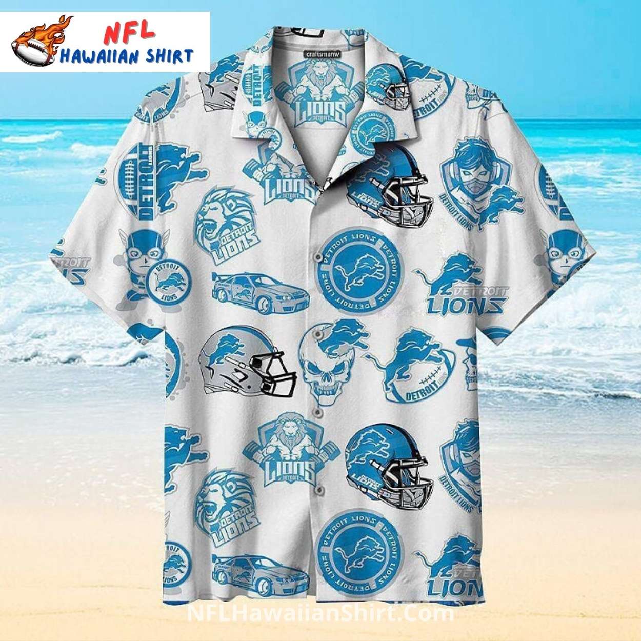 Detroit Lions Custom Name Lighthouse Hawaiian Shirt Detroit Lions Custom Name Lighthouse Hawaiian Shirt