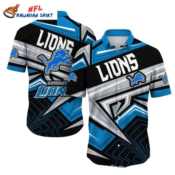 Detroit Lions Hawaiian Shirt With Bold Geometric Design