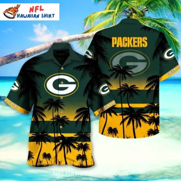 Golden Hour Green Bay Packers Sunset Palm Tree Shirt