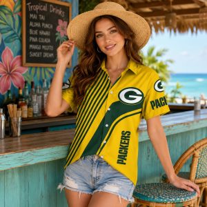 Green Bay Packers Bold Graphic Hawaiian Shirt