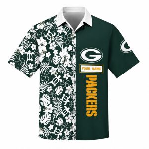 Green Bay Packers Floral Stripe Hawaiian Shirt Custom 1