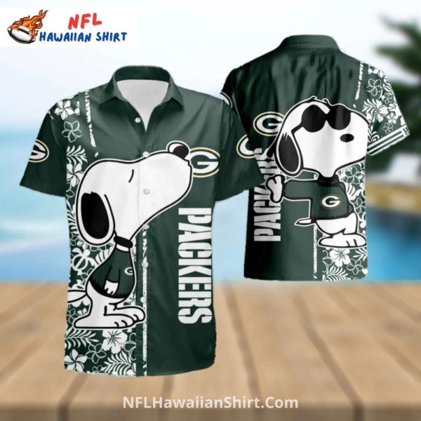 Green Bay Packers Hawaiian Shirt With Snoopy And Tropical Vibes