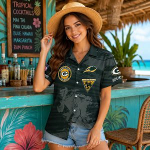 Green Bay Packers Logo and Player Hawaiian Shirt