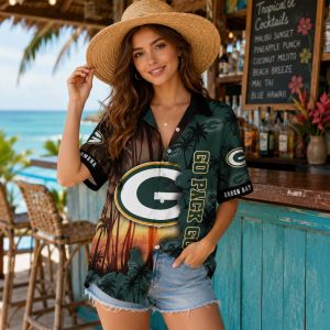 Green Bay Packers Custom Sunset Palm Hawaiian Shirt – Fan Design