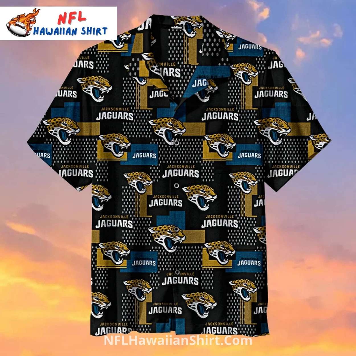 Grid Logo Pattern Jacksonville Jaguars Aloha Shirt Grid Logo Pattern Jacksonville Jaguars Aloha Shirt